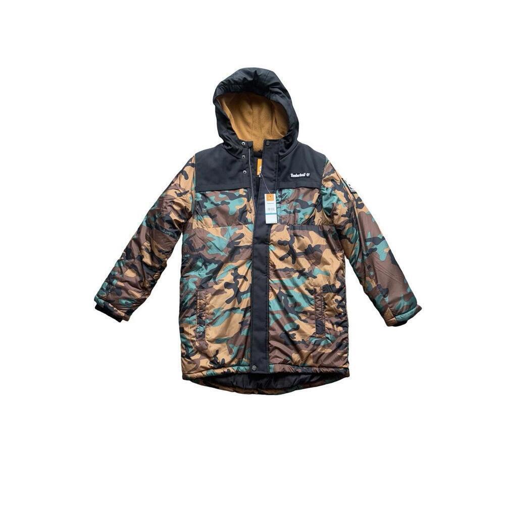 Timberland Boys Kids Puffer Coat Full Zip Hooded Jacket Sz XL 18-20 Camouflage